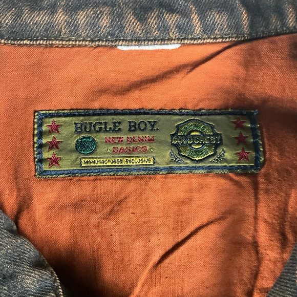 Vintage 90s Bulge Boy Men Denim Jacket XL Gold Crest 56 Two Tone Brown Blue Rare - Picture 11 of 13